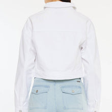 Load image into Gallery viewer, Drop Shoulder Cropped Denim Jacket ~ white
