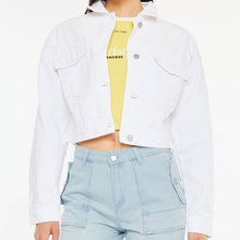 Load image into Gallery viewer, Drop Shoulder Cropped Denim Jacket ~ white
