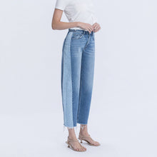 Load image into Gallery viewer, High Rise Two Tone Barrel Leg Jeans
