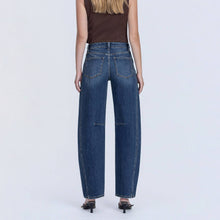 Load image into Gallery viewer, Kate High Rise Barrel Jeans (med + dark wash)
