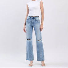 Load image into Gallery viewer, High Rise Distressed Slim Wide Jeans
