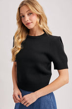 Load image into Gallery viewer, Short Sleeve Knit Sweater with Pinned Shoulder Detail
