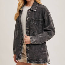 Load image into Gallery viewer, Button Down Denim Shirt/Jacket ~ Black
