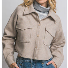 Load image into Gallery viewer, Fleece Cropped Shacket Shirt Jacket
