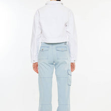 Load image into Gallery viewer, Drop Shoulder Cropped Denim Jacket ~ white
