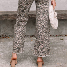 Load image into Gallery viewer, 66 Western Leopard Frayed Edge Wide Leg High Waist Jeans
