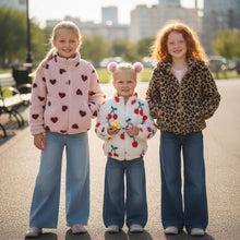 Load image into Gallery viewer, Girls' Zip Up Animal Print Sherpa Jacket
