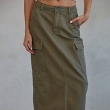 Load image into Gallery viewer, Denim Cotton Midi Skirt with Side Pockets

