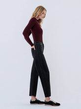 Load image into Gallery viewer, High Rise Ankle Barrel Jeans ~ Black
