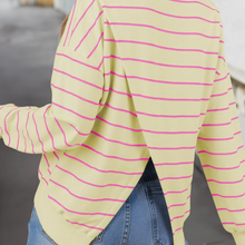 Load image into Gallery viewer, Stripe  Back Overlap Detail Loose Pullover Sweatshirt
