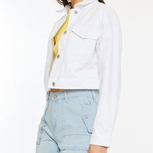 Load image into Gallery viewer, Drop Shoulder Cropped Denim Jacket ~ white

