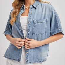 Load image into Gallery viewer, Boxy Denim Button Down Shirt
