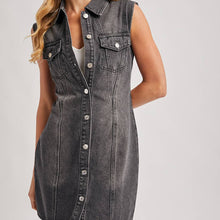 Load image into Gallery viewer, Denim Sleeveless Shirt Dress
