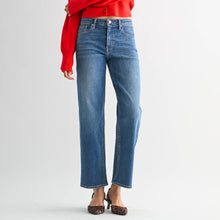 Load image into Gallery viewer, Mid Rise Slim Wide Leg - Just Black Denim ~ Medium
