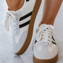 Load image into Gallery viewer, Striped Lace-up Flat Sneakers
