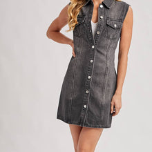 Load image into Gallery viewer, Denim Sleeveless Shirt Dress
