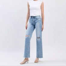 Load image into Gallery viewer, High Rise Distressed Slim Wide Jeans
