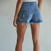 Load image into Gallery viewer, 100% Cotton Denim Distressed Detail Shorts
