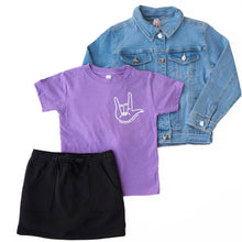 Load image into Gallery viewer, I LOVE YOU sign. Toddler Crew ~ Purple

