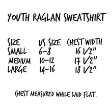 Load image into Gallery viewer, More Kindness Changes Everything. Youth Raglan Sweatshirts
