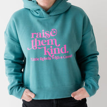 Load image into Gallery viewer, Raise them Kind. Crop Hoodie ~ SALE

