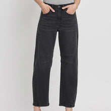 Load image into Gallery viewer, High Rise Ankle Barrel Jeans ~ Black
