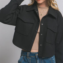 Load image into Gallery viewer, Fleece Cropped Shacket Shirt Jacket
