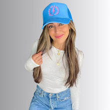 Load image into Gallery viewer, Strong as a mother™ Embroidered Trucker Hat - Sky Blue
