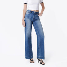 Load image into Gallery viewer, High Rise Trouser Fold Wide Leg Jeans
