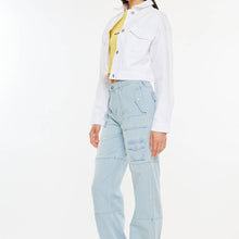 Load image into Gallery viewer, Drop Shoulder Cropped Denim Jacket ~ white
