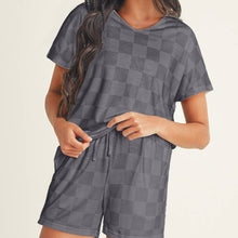 Load image into Gallery viewer, Checkered Drawstring Shorts Lounge Set
