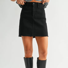 Load image into Gallery viewer, Mini A Line Frayed Skirt - Black
