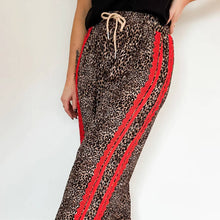Load image into Gallery viewer, Leopard Print Contrast Lace Striped Drawstring Pants
