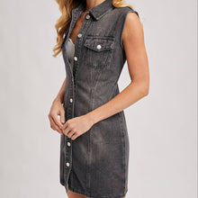 Load image into Gallery viewer, Denim Sleeveless Shirt Dress
