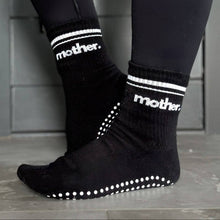 Load image into Gallery viewer, Mother Throwback Half Crew Striped Grip Socks - Black
