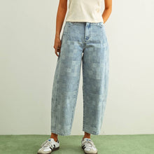 Load image into Gallery viewer, Checkerboard Pattern Barrel Jeans
