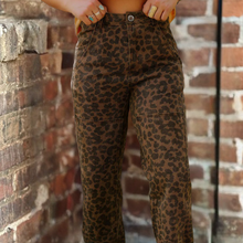 Load image into Gallery viewer, Seam Detail Patchwork Leopard Print Pants
