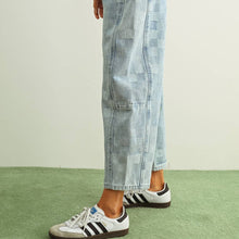 Load image into Gallery viewer, Checkerboard Pattern Barrel Jeans
