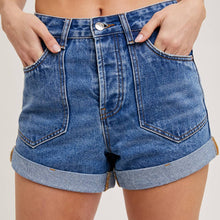 Load image into Gallery viewer, Western Pocket Rolled Hem Denim Shorts
