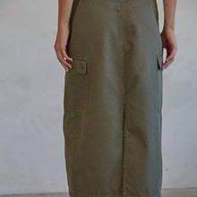Load image into Gallery viewer, Denim Cotton Midi Skirt with Side Pockets
