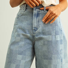 Load image into Gallery viewer, Checkerboard Pattern Barrel Jeans
