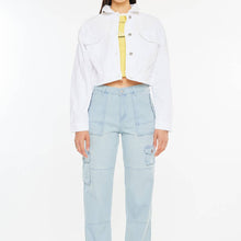 Load image into Gallery viewer, Drop Shoulder Cropped Denim Jacket ~ white
