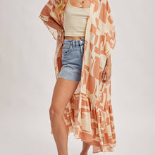 Load image into Gallery viewer, Boho Ruffle Tiered Open Front Maxi Kimono
