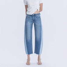 Load image into Gallery viewer, High Rise Two Tone Barrel Leg Jeans
