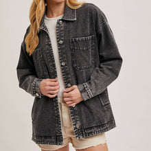 Load image into Gallery viewer, Button Down Denim Shirt/Jacket ~ Black
