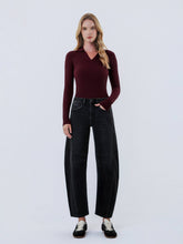 Load image into Gallery viewer, High Rise Ankle Barrel Jeans ~ Black
