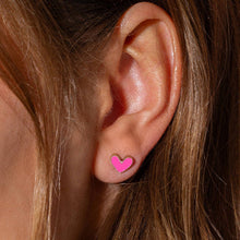 Load image into Gallery viewer, Stud Earrings - Gold-Plated + Enamel Hearts - Harrison

