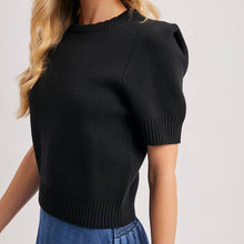 Load image into Gallery viewer, Short Sleeve Knit Sweater with Pinned Shoulder Detail
