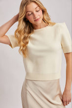 Load image into Gallery viewer, Short Sleeve Knit Sweater with Pinned Shoulder Detail
