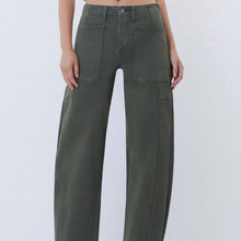 Load image into Gallery viewer, High Rise Barrel Leg Jean ~ Deep Forest
